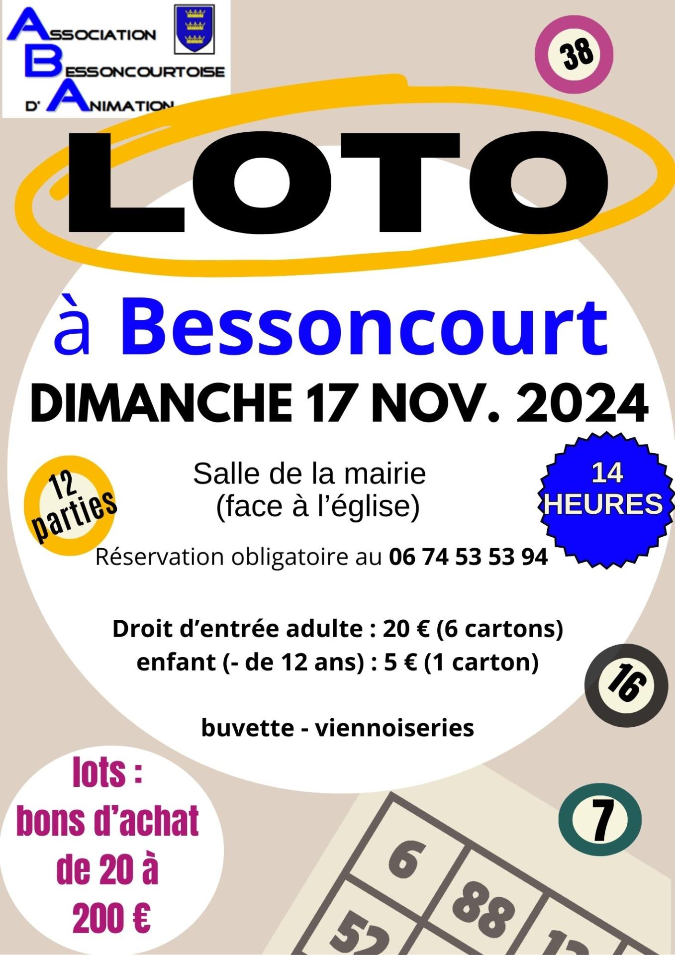 Loto du 17 nov portrait 6 cartons